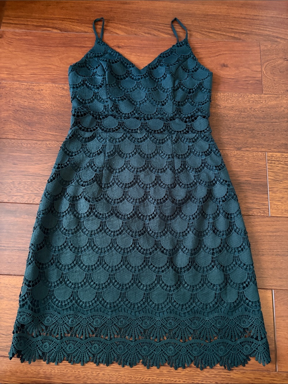 Aqua Forest Green Lace Mini Dress